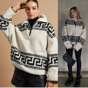 Isabel Marant Etoile Garner Half Zip  Printed Pullover Long Sleeve Jacket Sz 34